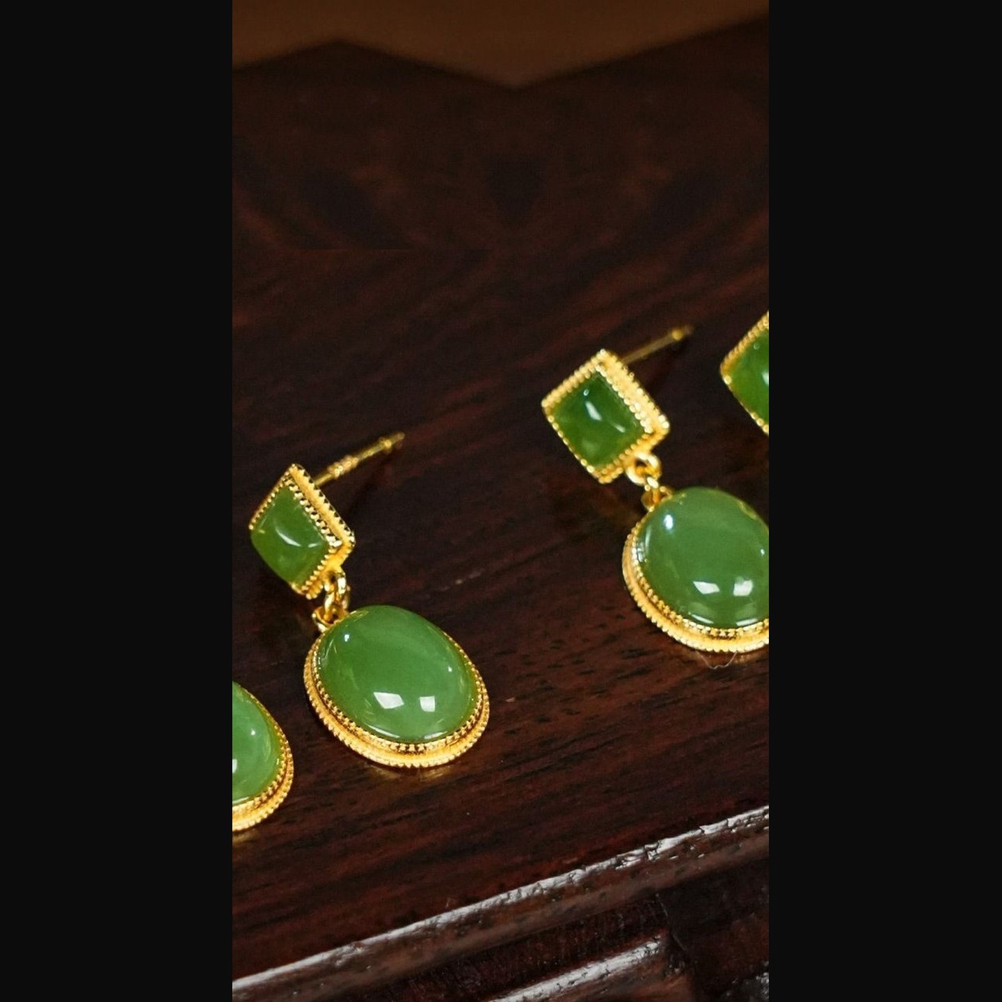 Russian Green Nephrite Jade Earrings — nephrite jade, SKU D128