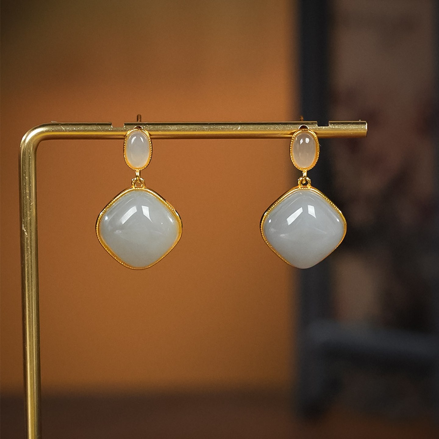 Qinghai Smoky Purple Jade Earrings — nephrite jade, SKU D132