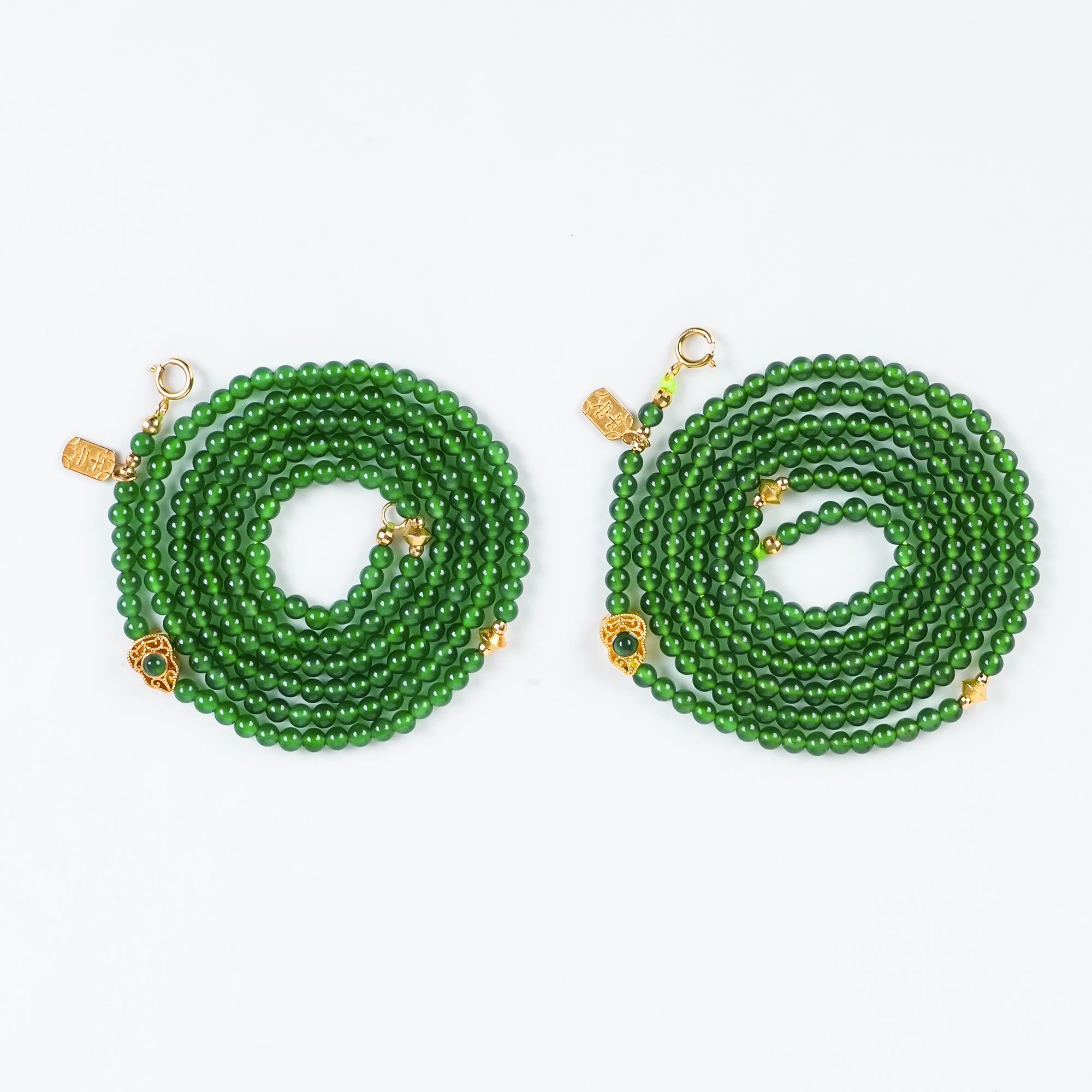18K Gold Guatemalan Jadeite Beaded Bracelet — Guatemalan jade