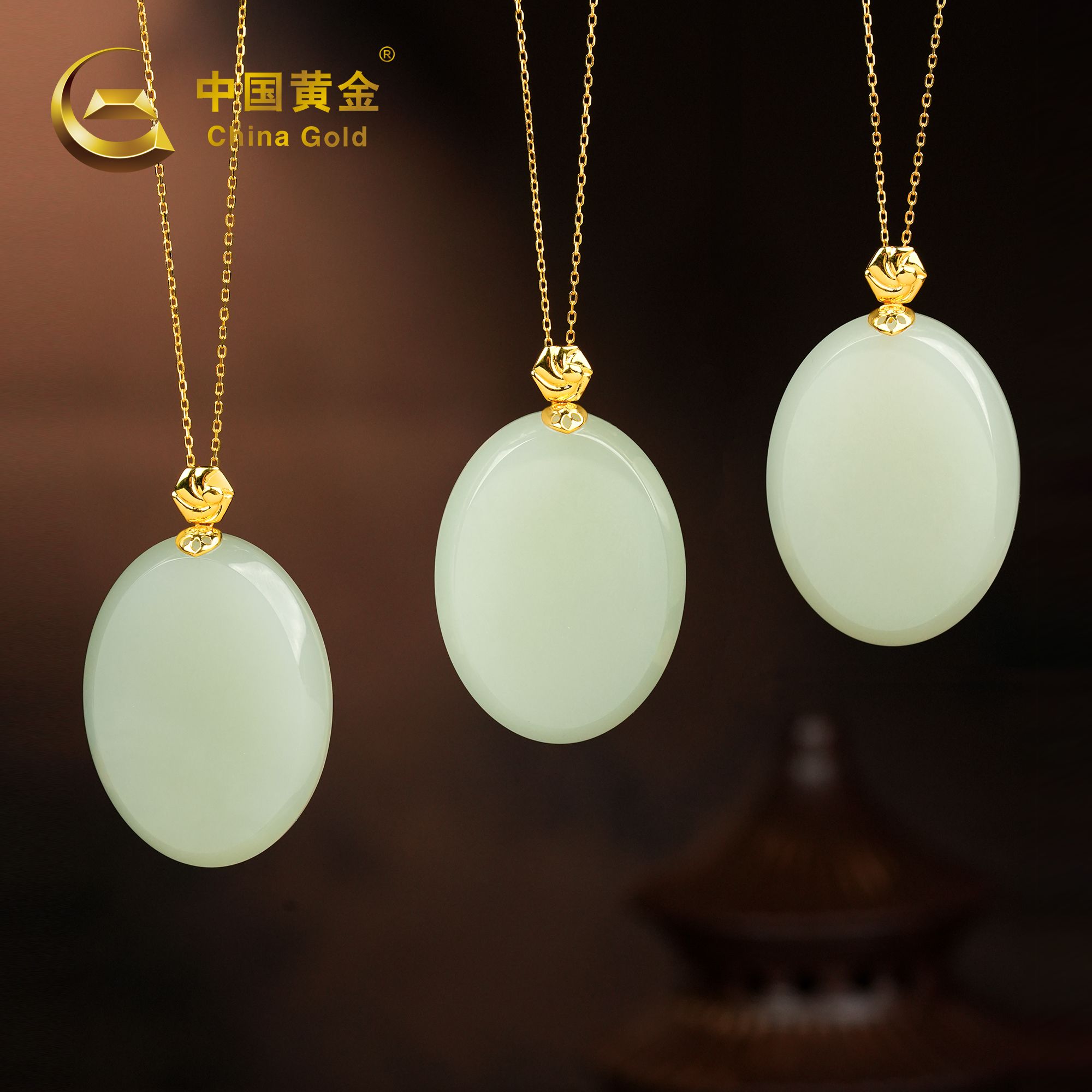 18K Gold Qinghai Hetian Nephrite Jade Pendant — Qinghai jade