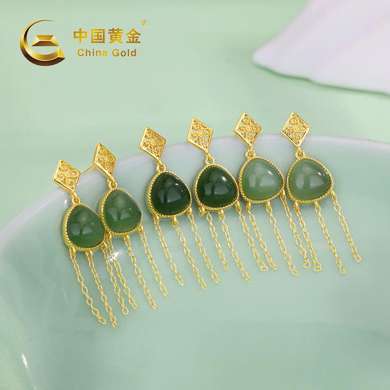Russian Green Nephrite Jade Earrings — Russian jade