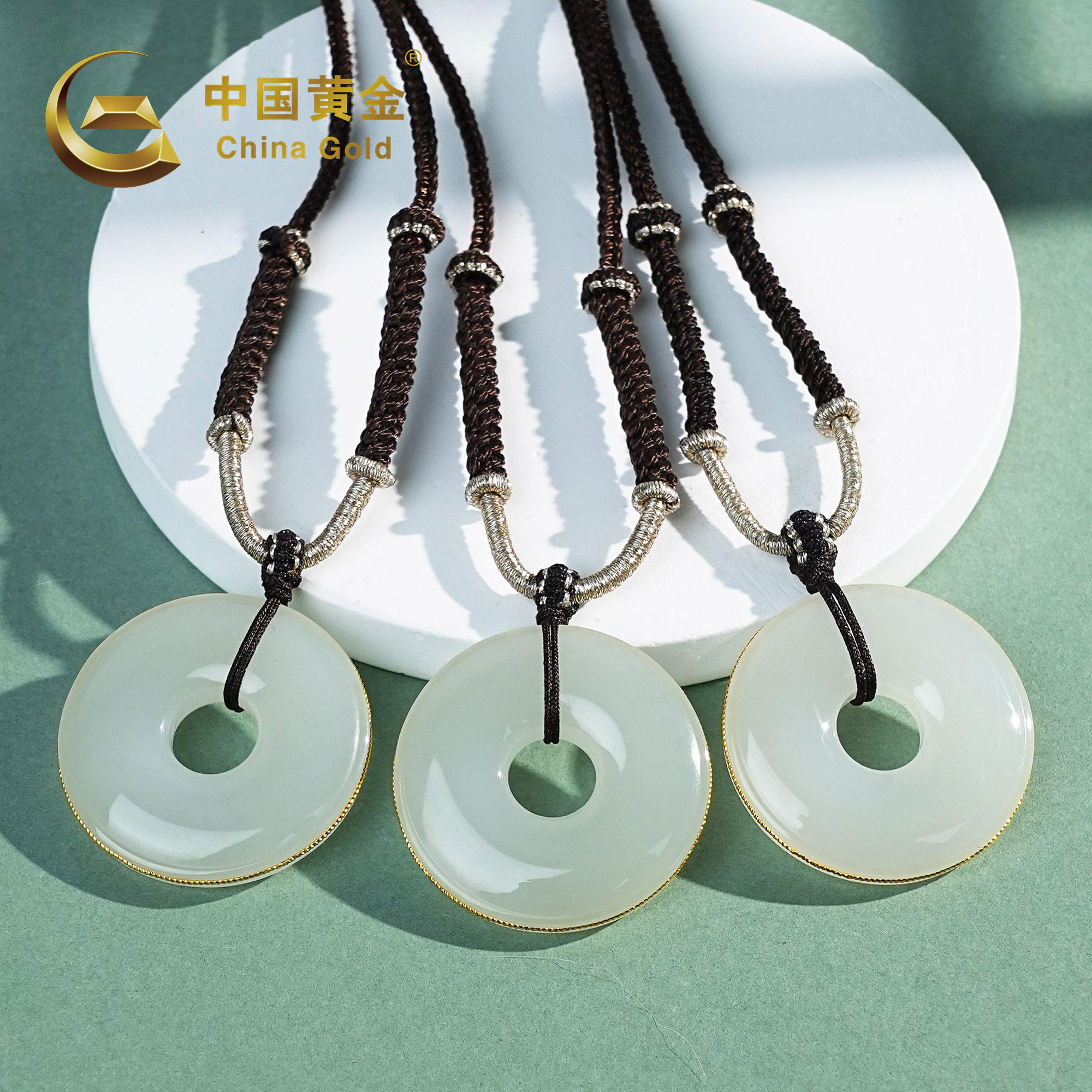 18K Gold Qinghai White Nephrite Jade Pendant — Qinghai jade