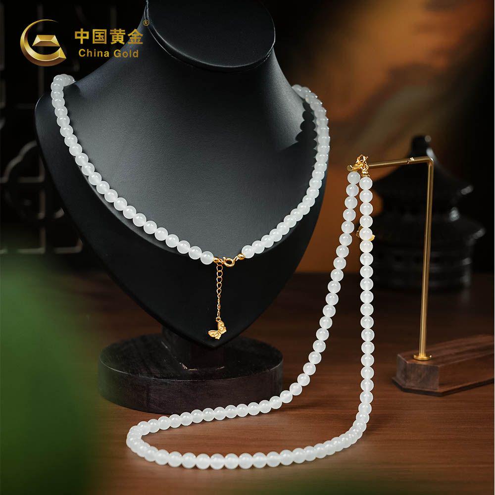 Qinghai White Nephrite Jade Beaded Bracelet — Qinghai jade