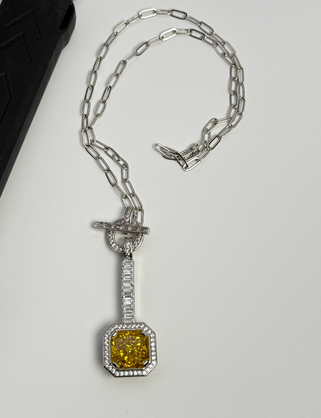 Yellow Cubic Zirconia Necklace — cubic zirconia, SKU JW-007