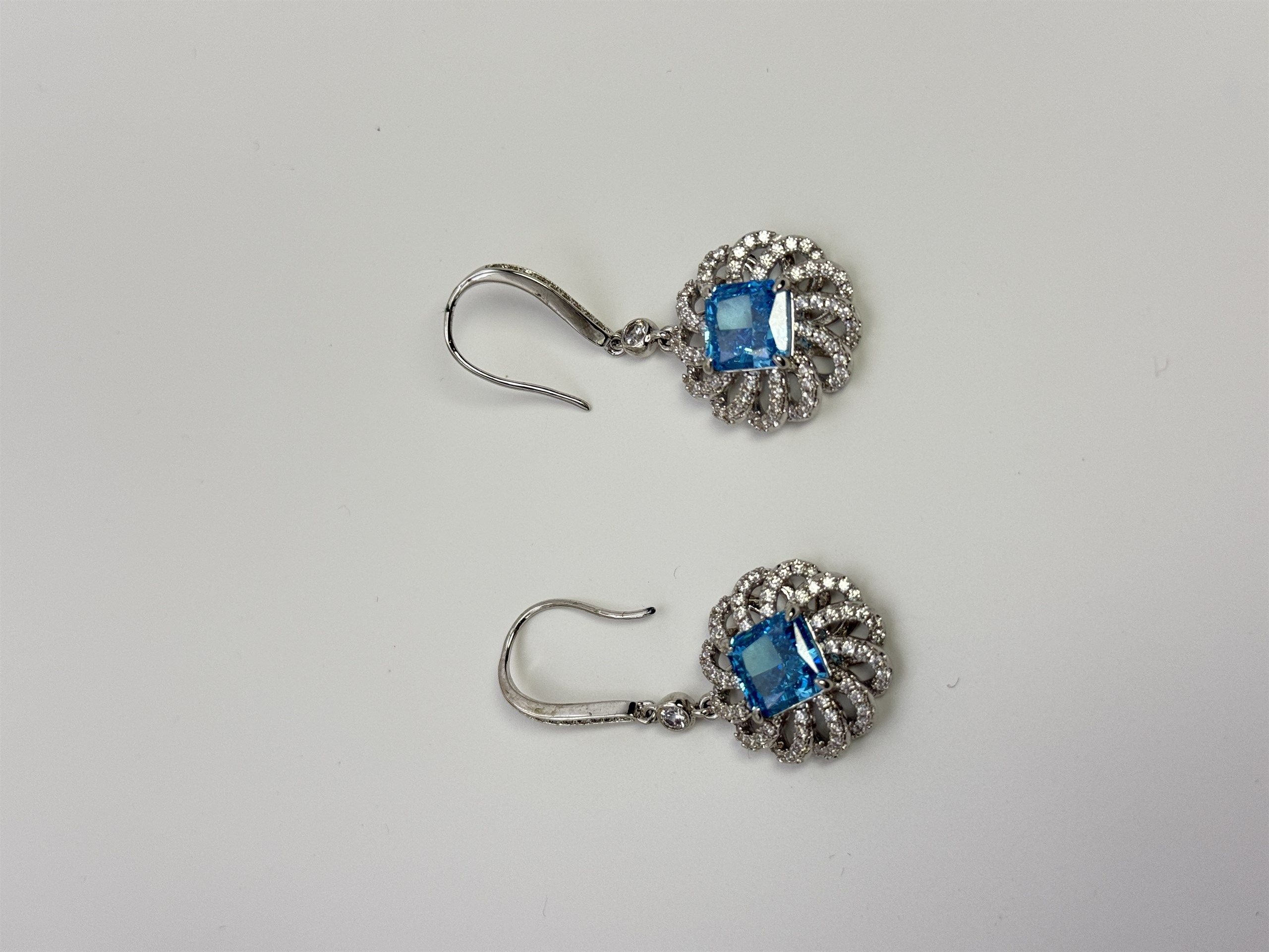 Blue Cubic Zirconia Earrings — cubic zirconia, SKU JW-021