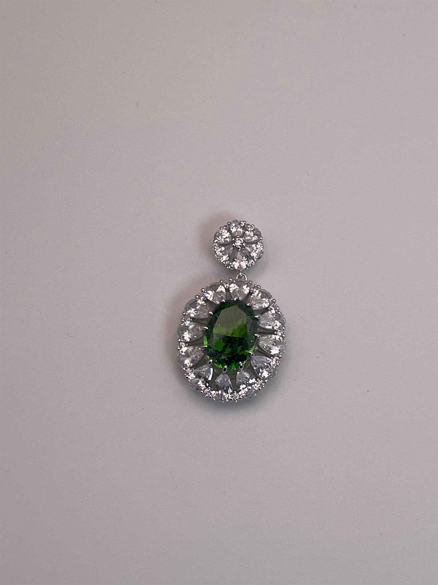 Green Cubic Zirconia Pendant (chain not included) — cubic zirconia, SKU JW-044