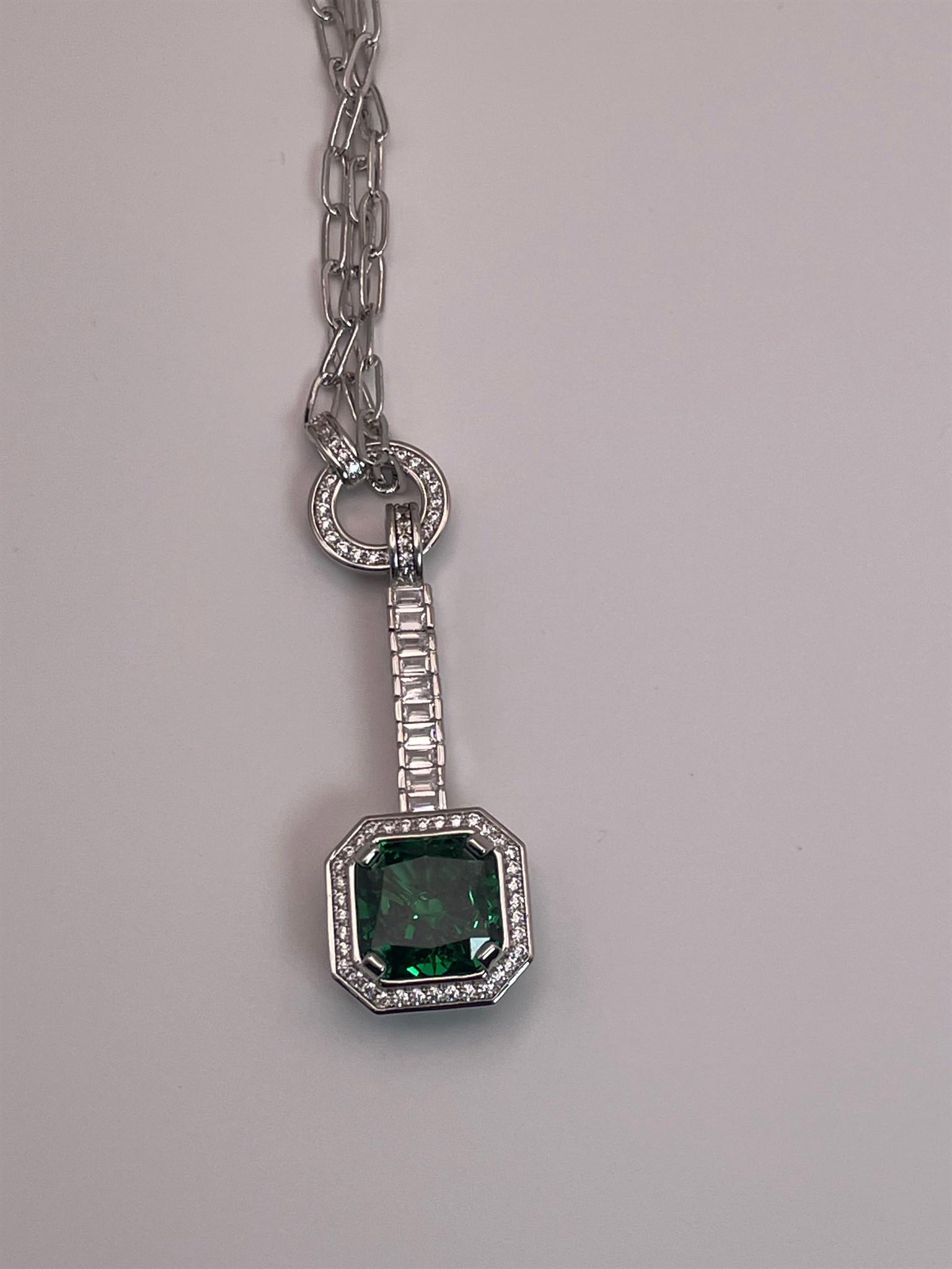 Green Cubic Zirconia Necklace — cubic zirconia, SKU JW-047