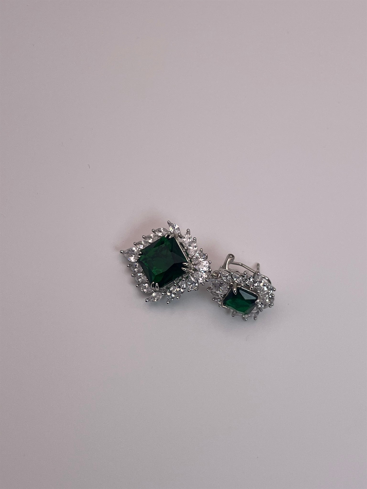 Green Lab-created Glass Earrings — lab-created glass, SKU JW-062